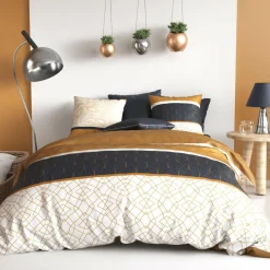 My Home Collection Parure housse de couette Felora jaune