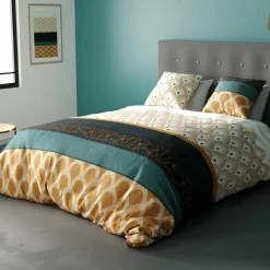 New My Home Collection Parure housse de couette Bangui bleue