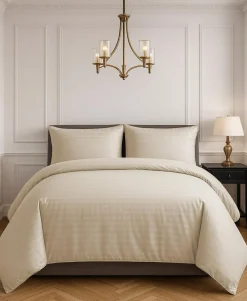 Home Collection Parure housse de couette 100% Satin de Coton taupe