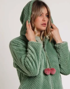 Femme Admas Peignoir Art is Life Mod B vert feuille