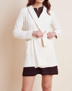 Femme Le Chat Peignoir en Velours Paola écru
