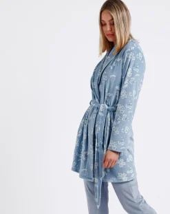 Femme Admas Peignoir Garden bleu/blanc