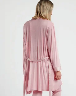 Outlet Admas Peignoir maille satinée à bandes pétale