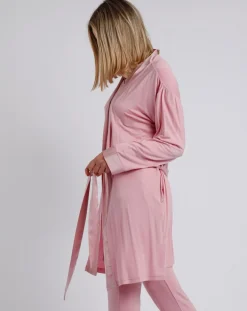 Outlet Admas Peignoir maille satinée à bandes pétale