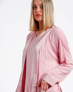 Outlet Admas Peignoir maille satinée à bandes pétale