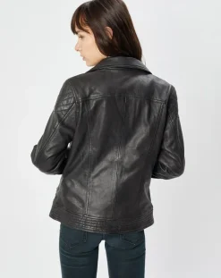 Femme Chyston Perfecto en Cuir Alexine noir