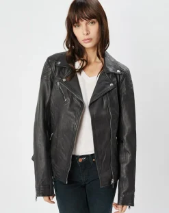 Femme Chyston Perfecto en Cuir Alexine noir