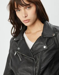 Femme Chyston Perfecto en Cuir Alexine noir