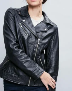 Femme Chyston Perfecto en Cuir Alexine noir