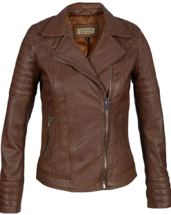 Femme Chyston Perfecto en Cuir Jessy cognac