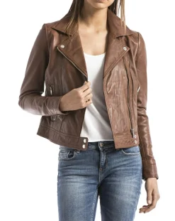 Blue Wellford Perfecto en Cuir Loire cognac