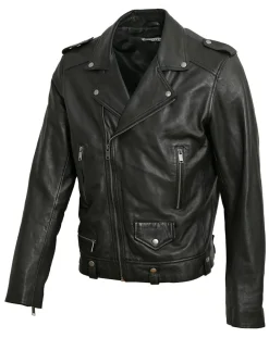 Blue Wellford Perfecto en Cuir Tom noir