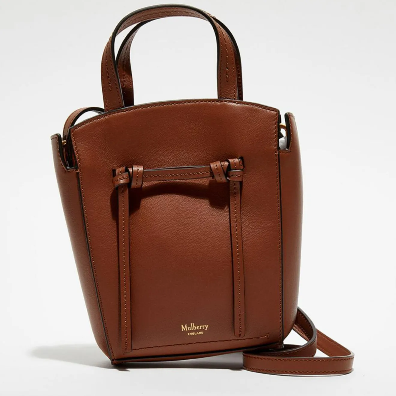 Outlet Mulberry Petit sac à main en Cuir Mini Clovelly chêne brillant - 16x18x7 cm