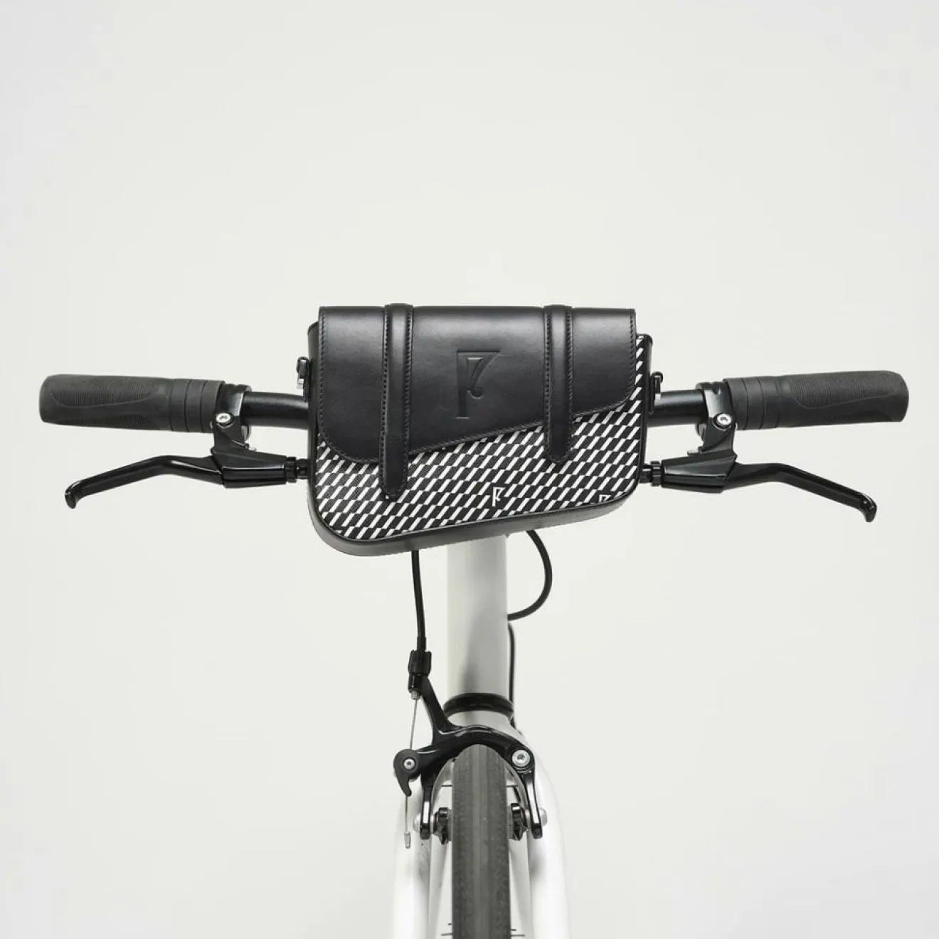 Femme Maison Faret Petit Sac en Toile enduite & Cuir Bordeaux noir/blanc - 14x19x4.5 cm