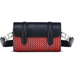 Maison Faret Petit Sac en Toile enduite & Cuir Cyclo rouge/noir - 10x17x17 cm