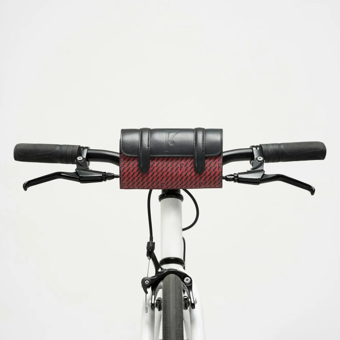 Maison Faret Petit Sac en Toile enduite & Cuir Cyclo rouge/noir - 10x17x17 cm