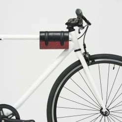 Maison Faret Petit Sac en Toile enduite & Cuir Cyclo rouge/noir - 10x17x17 cm