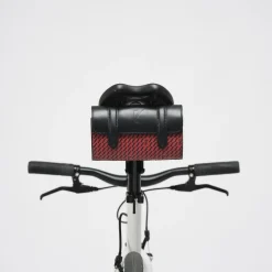 Maison Faret Petit Sac en Toile enduite & Cuir Cyclo rouge/noir - 10x17x17 cm