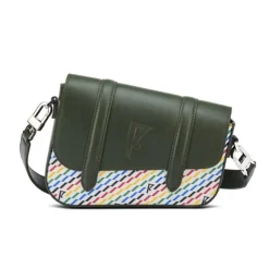 Femme Maison Faret Petit Sac en Toile enduite & Cuir Bordeaux noir/multicolore - 14x19x4.5 cm