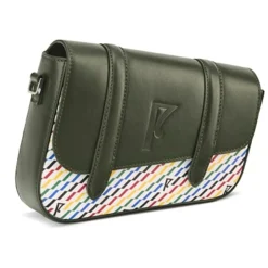 Femme Maison Faret Petit Sac en Toile enduite & Cuir Bordeaux noir/multicolore - 14x19x4.5 cm