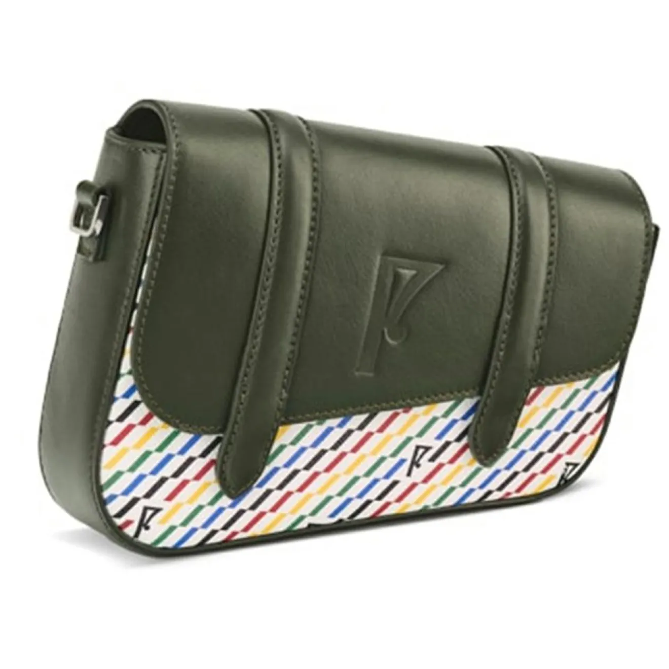 Femme Maison Faret Petit Sac en Toile enduite & Cuir Bordeaux noir/multicolore - 14x19x4.5 cm