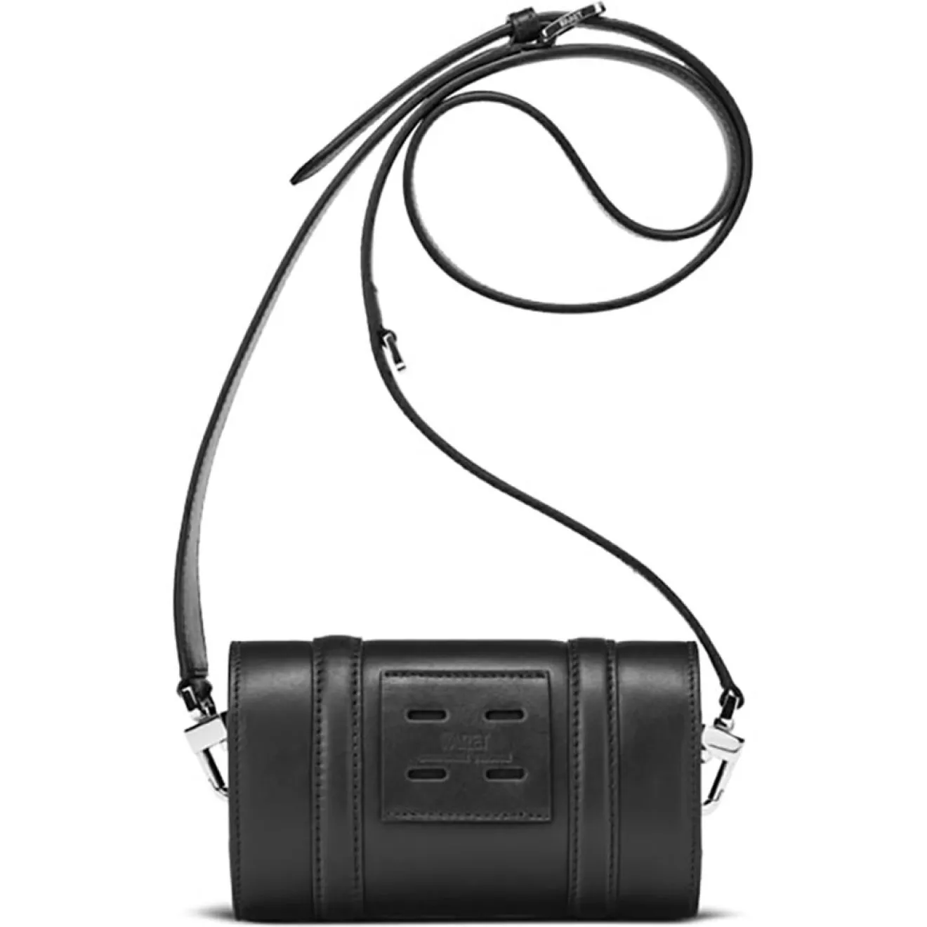 Hot Maison Faret Petit Sac en Toile enduite & Cuir Cyclo noir/blanc - 10x17x4.5 cm