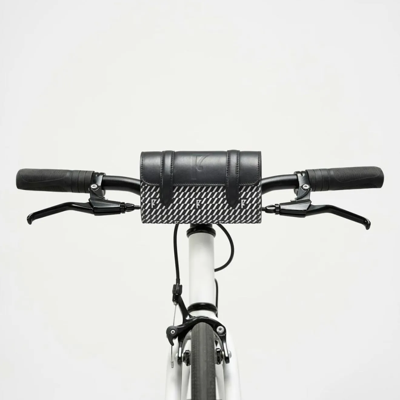 Hot Maison Faret Petit Sac en Toile enduite & Cuir Cyclo noir/blanc - 10x17x4.5 cm