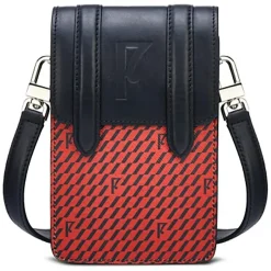 Sale Maison Faret Petit Sac en Toile enduite & Cuir Arguin rouge/noir - 18x11.5x3 cm