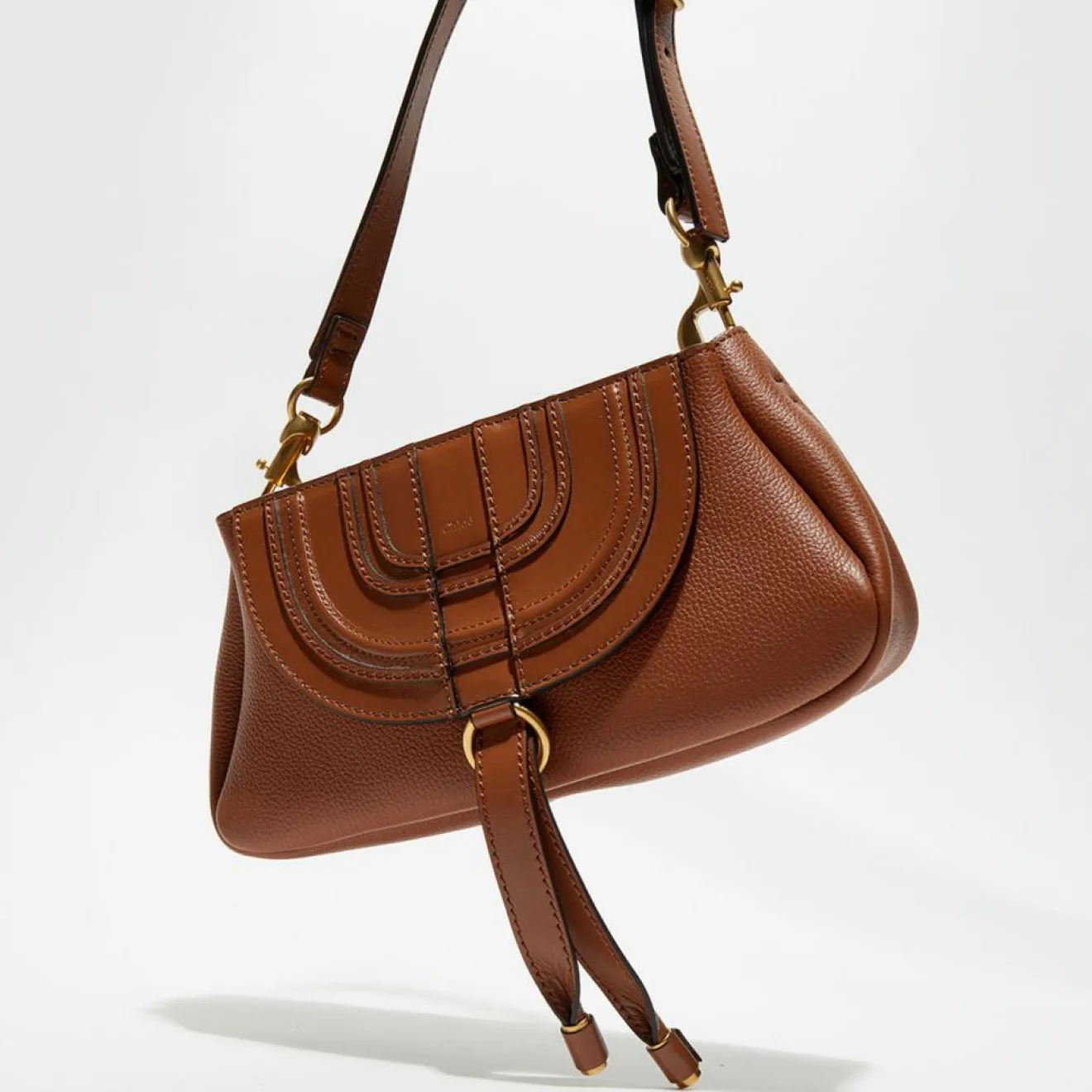 New Chloé Petit sac porté épaule en Cuir Marcie marron - 20x20x9 cm