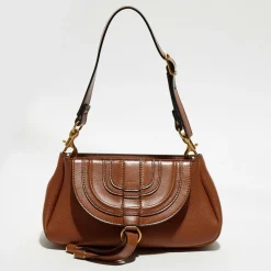 New Chloé Petit sac porté épaule en Cuir Marcie marron - 20x20x9 cm