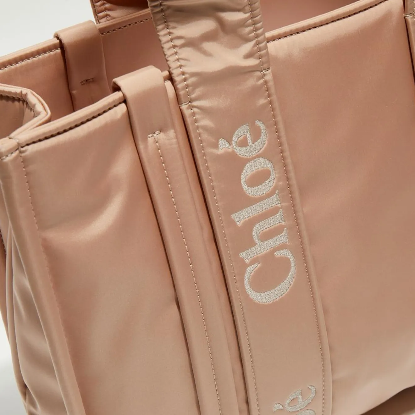 Femme Chloé Petit tote bag Woody rose poudré - 26x20x8 cm