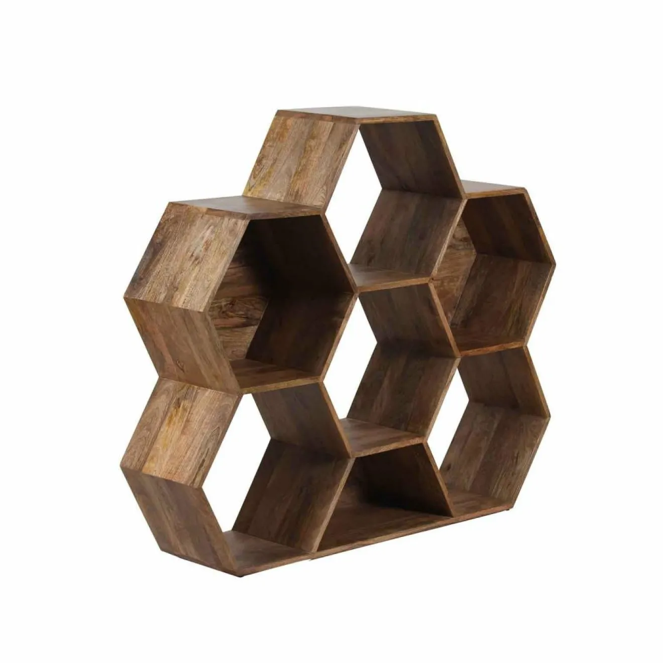 Bois & Chiffons Petite étagère hexagonale Mango M&M offre Marron - 130x30x113 cm