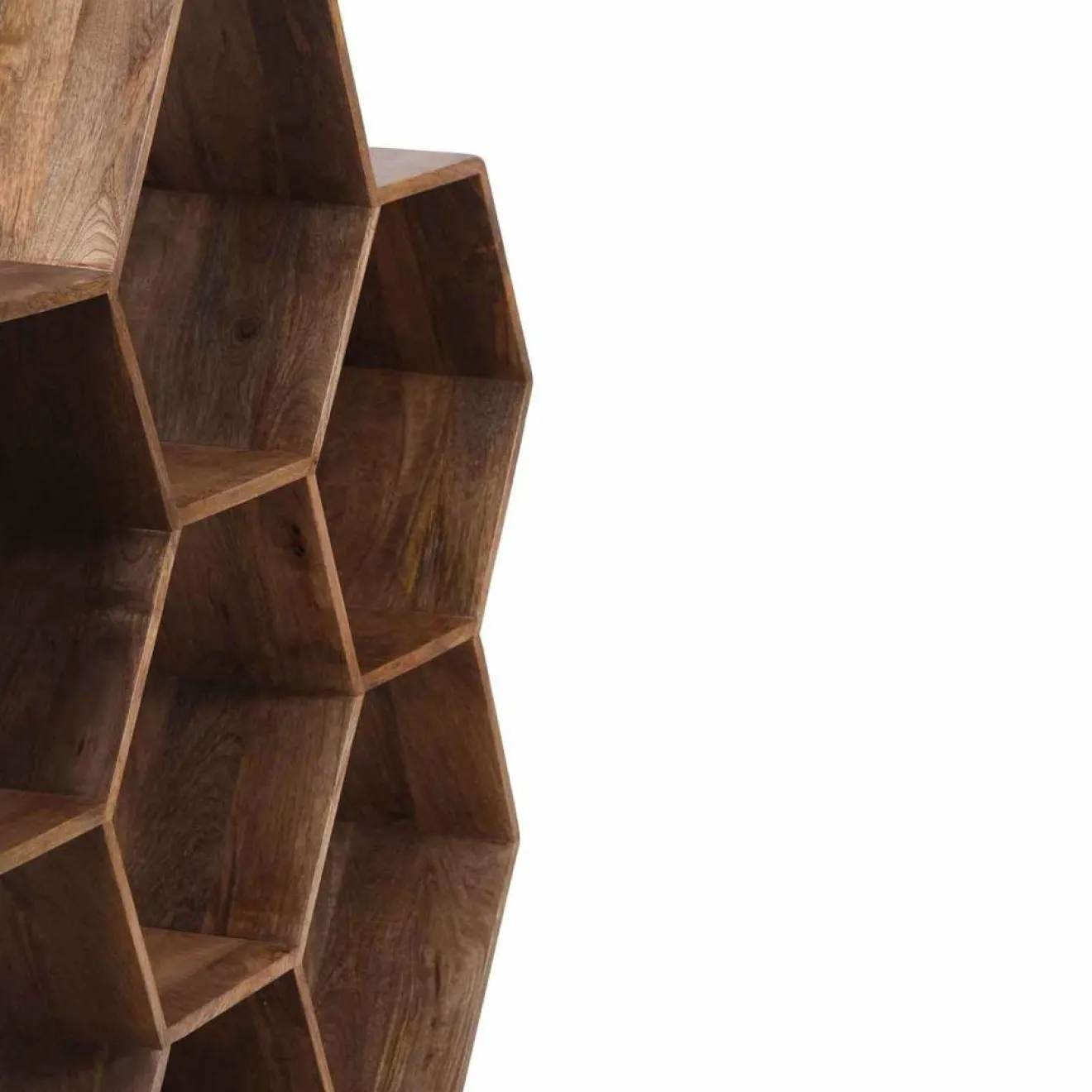 Bois & Chiffons Petite étagère hexagonale Mango M&M offre Marron - 130x30x113 cm