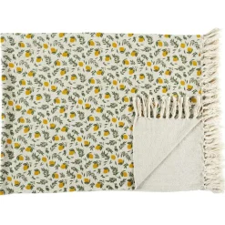 Discount Home Deco Factory Plaid à franges Bain de Soleil jaune/vert - 120x150cm