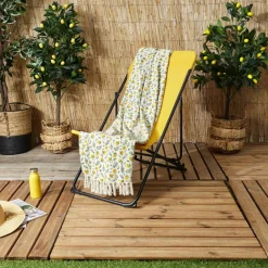 Discount Home Deco Factory Plaid à franges Bain de Soleil jaune/vert - 120x150cm
