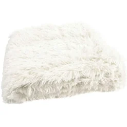 Home Deco Factory Plaid à poils longs blanc - 120x150 cm