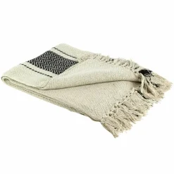 Hot Home Deco Factory Plaid berbère à rayure écru/noir - 150x120 cm