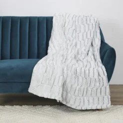 Home Deco Factory Plaid carreaux imitation fourrure XXL gris clair - 140x204 cm