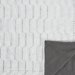 Home Deco Factory Plaid carreaux imitation fourrure XXL gris clair - 140x204 cm