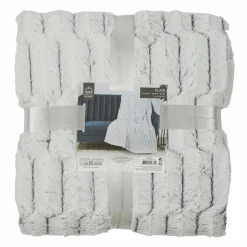 Home Deco Factory Plaid carreaux imitation fourrure XXL gris clair - 140x204 cm