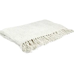 Home Deco Factory Plaid chenille gauffrée blanc - 125x150 cm