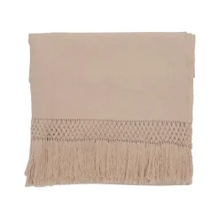 Bed and Philosophy Plaid en coton & laine détails macramé rose 90x200cm