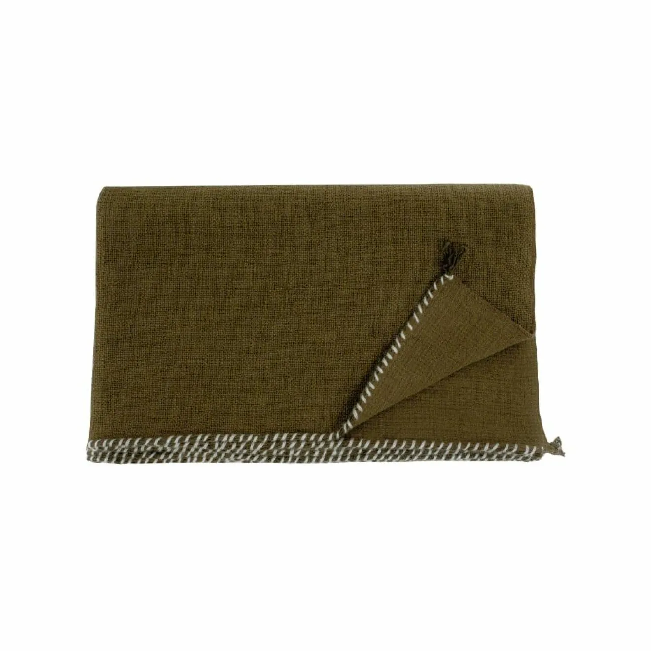 Bed and Philosophy Plaid en coton flammé vert 140x220cm