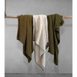 Bed and Philosophy Plaid en coton flammé vert 140x220cm