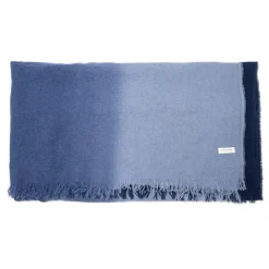 Bed and Philosophy Plaid en laine & cachemire bleu 120x200cm