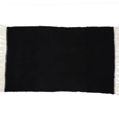 Outlet Bed and Philosophy Plaid en laine finitions frangées noir 135x230cm