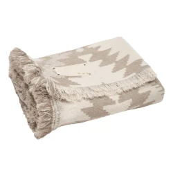 Clearance Bed and Philosophy Plaid en laine motif kilim beige 140x200 cm