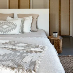 Clearance Bed and Philosophy Plaid en laine motif kilim beige 140x200 cm