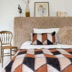 Clearance Bed and Philosophy Plaid en laine motif 70s marron 135x230cm