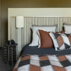 Clearance Bed and Philosophy Plaid en laine motif 70s marron 135x230cm